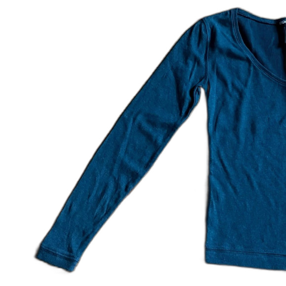 BDG Slim Fit Thermal V-Neck Long Sleeve Top Green Size XS - Picture 5 of 10